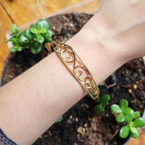 Vintage Krementz Gold Swirl Scroll Cuff Bracelet